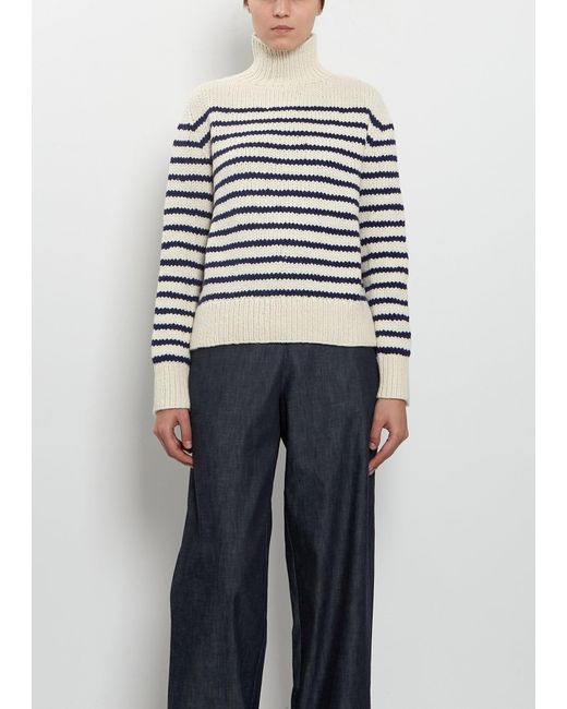 Wommelsdorff Blue Sailor Striped Boxy Cashmere Sweater