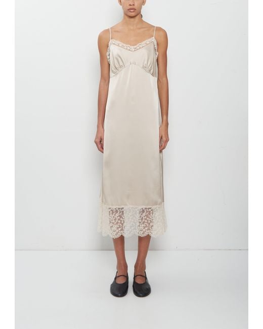 Simone Rocha White Lace Trim Satin Slip Dress