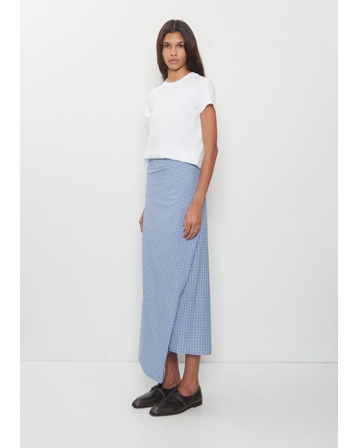 6397 Blue Draped Wrap Cotton Skirt