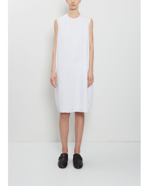 Scha White Sleeve Scarf Paper Cotton Sleeveless Dress