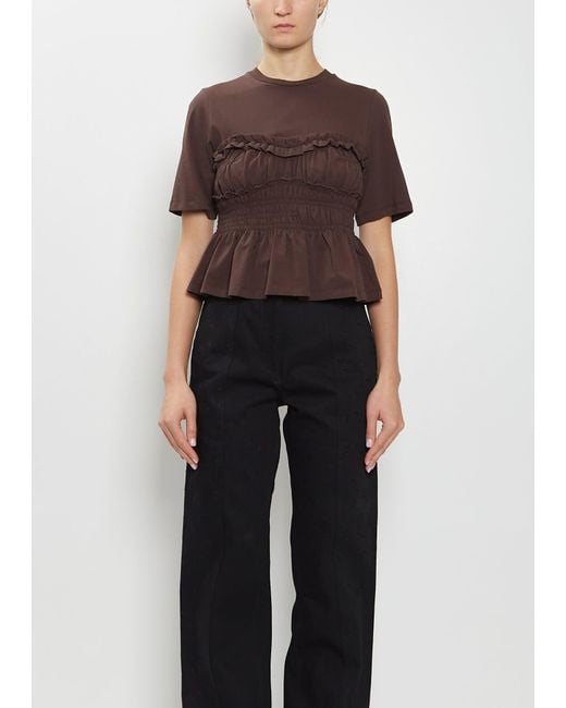 CECILIE BAHNSEN Brown Vilde Stretch Cotton T-shirt