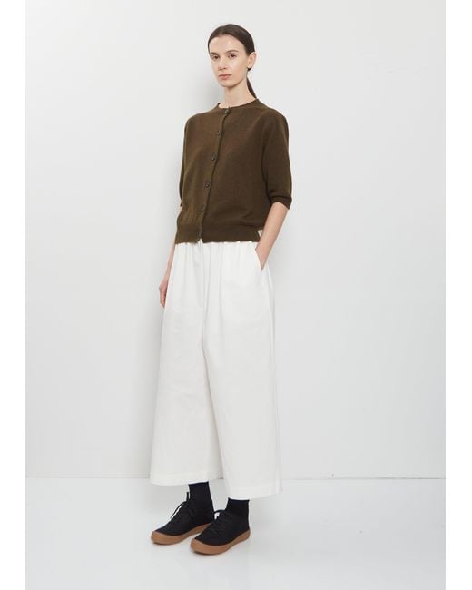 Margaret Howell Green Short Sleeve Cashmere Cotton Cardigan