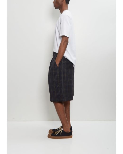 Comme des Garçons White Linen Blend Check Shorts