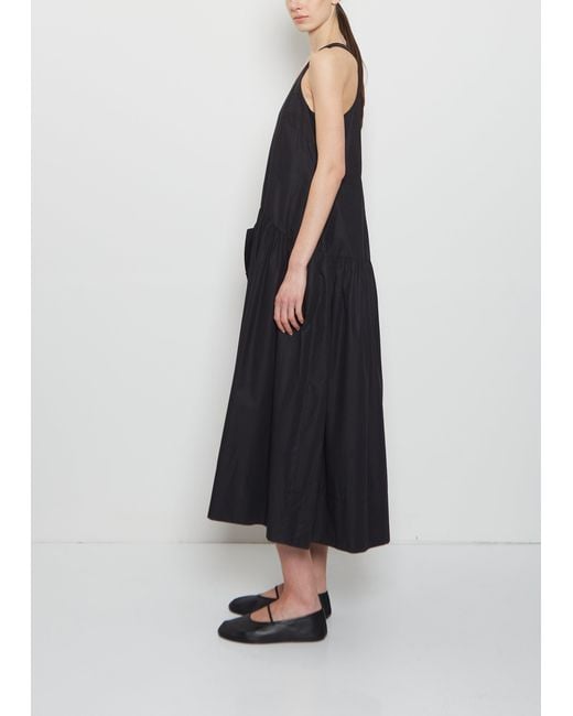 Simone Rocha Black Pressed Rosette Cotton Flounce Dress