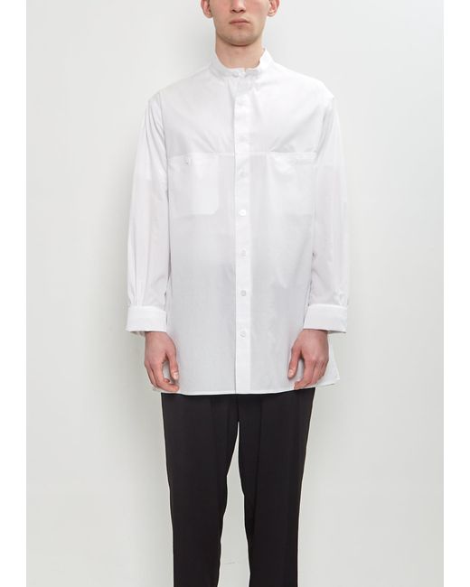 Yohji Yamamoto White Chain Stitch No Collar Shirt