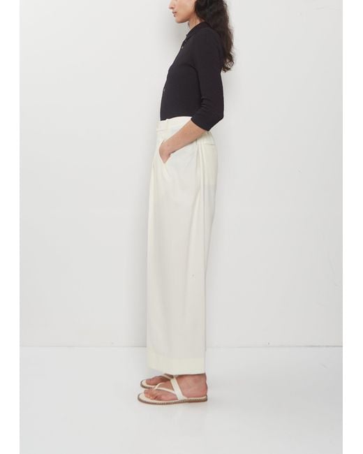 Issey Miyake White Belted Wool Pants