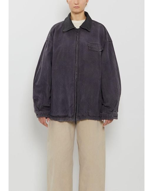 Ssstein Blue Cotton Whip Chord Vintage Zip Jacket