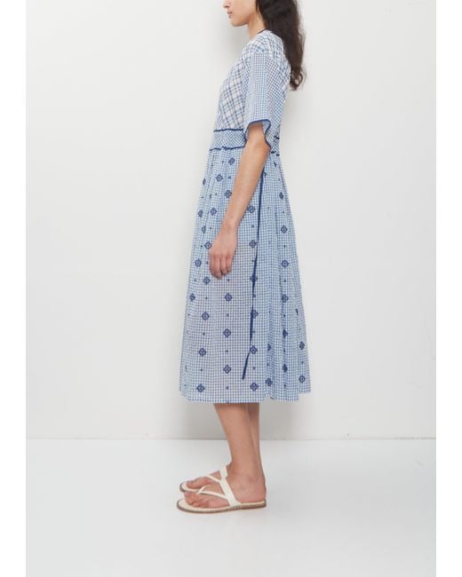 Antipast Blue Trim Detail Embroidery Cotton Dress