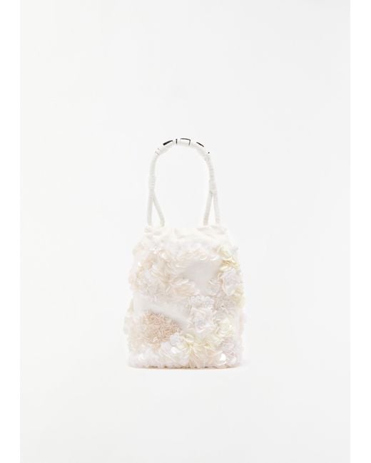 Plan C White Sequins Bucket Bag