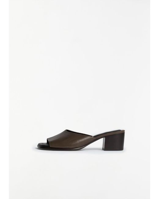 Lemaire White Square Heeled Leather Mules
