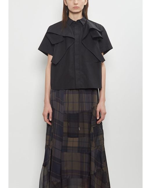 Sacai Black Poplin Layered Shirt