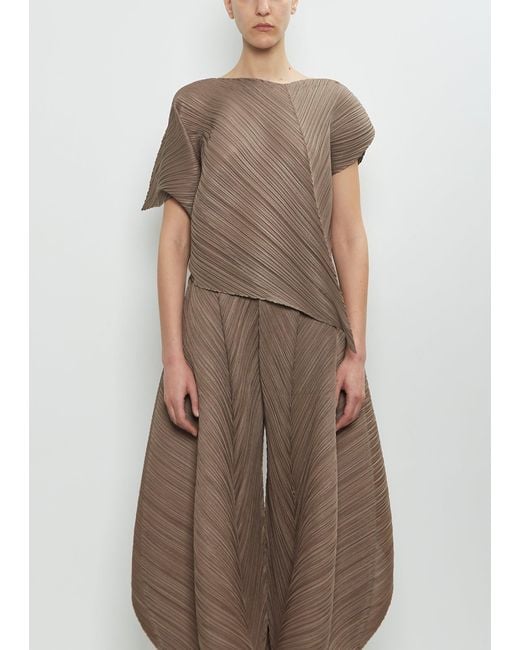 Pleats Please Issey Miyake Technical Flare Shirt in Brown | Lyst