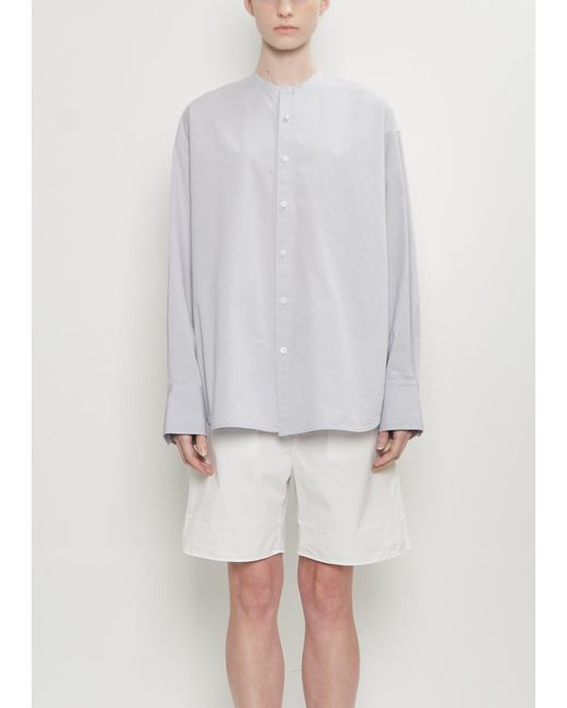 Carven White Collarless Button Up Shirt