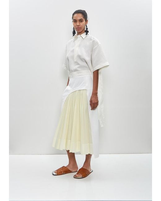 Plan C White Flat Leather Strap Sandal
