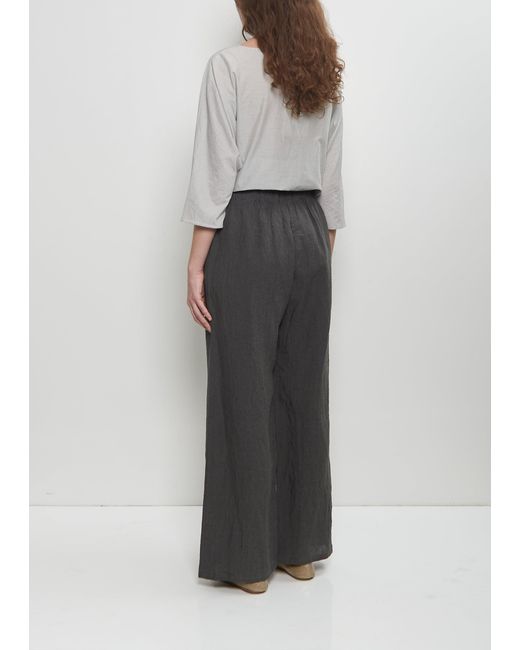 Apuntob Gray Linen Wide Straight Pull On Pant