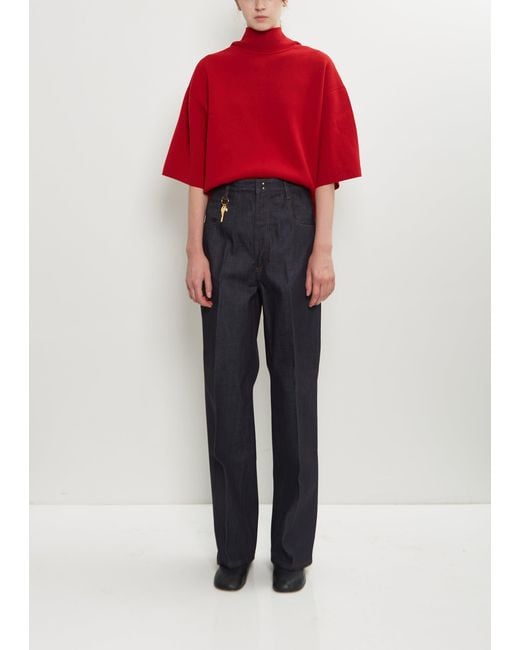 Carven Red Washed Cotton Straight Jeans