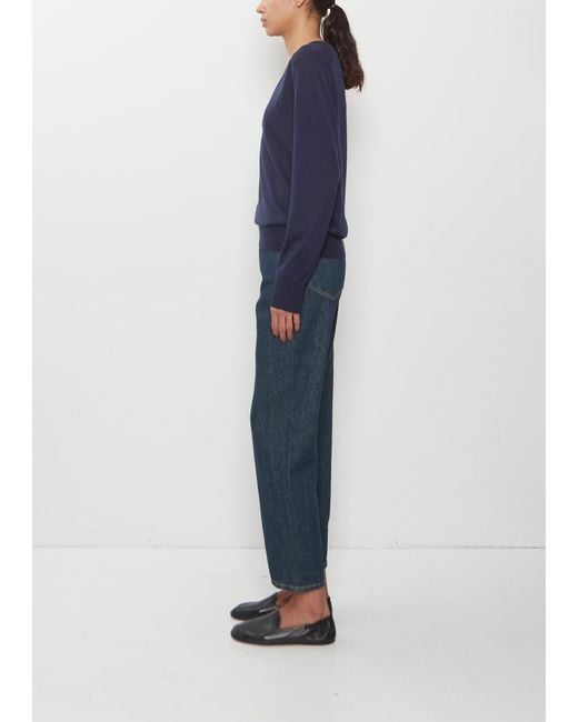 Loulou de Saison Blue Julio Fine Cashmere V-neck Sweater