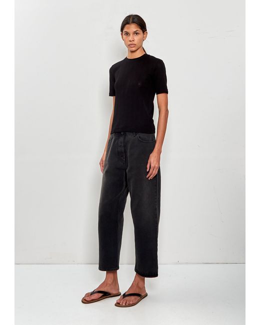 The Row Black Etina Cotton Top