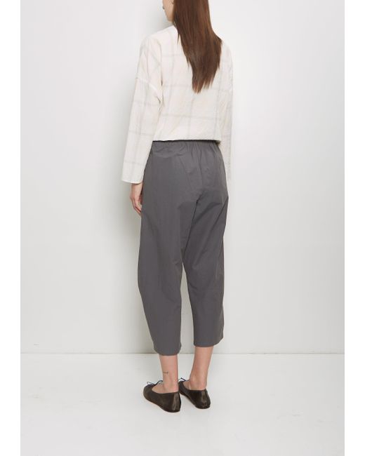 Apuntob Gray Cotton Gabardine Curved Pull On Pant
