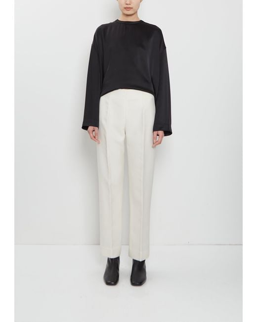 Totême  White Evening Wool Silk Trousers