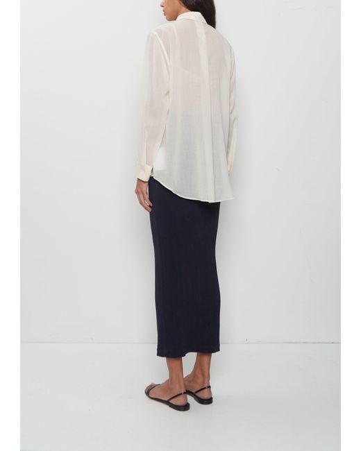 Issey Miyake White Sheer Wool Classic Collar Shirt