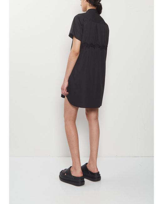Sacai Black Lace Detail Poplin Dress