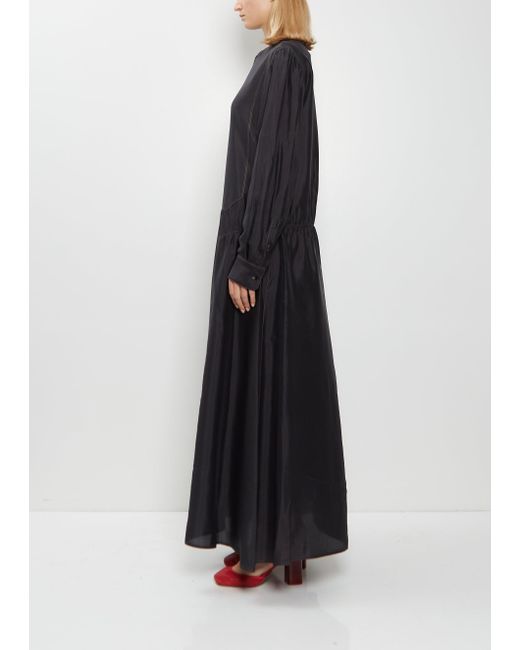 Lemaire Black Button Silk A-line Dress