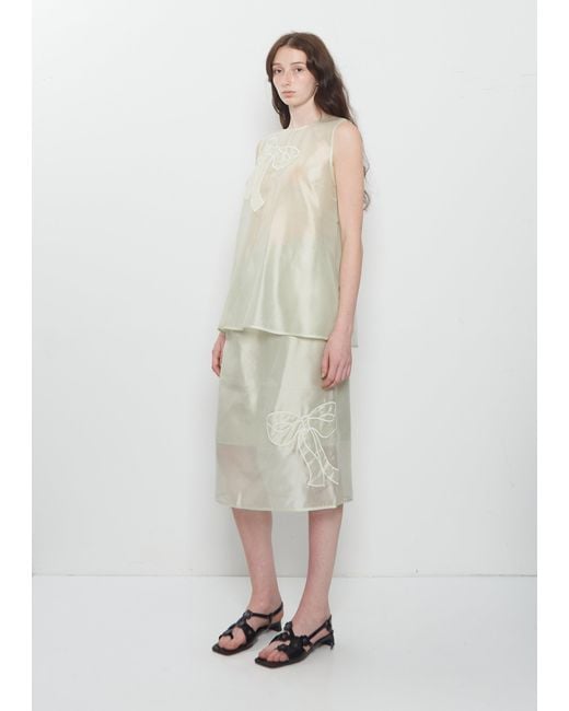 CECILIE BAHNSEN White Balba Hybrid Organza Top