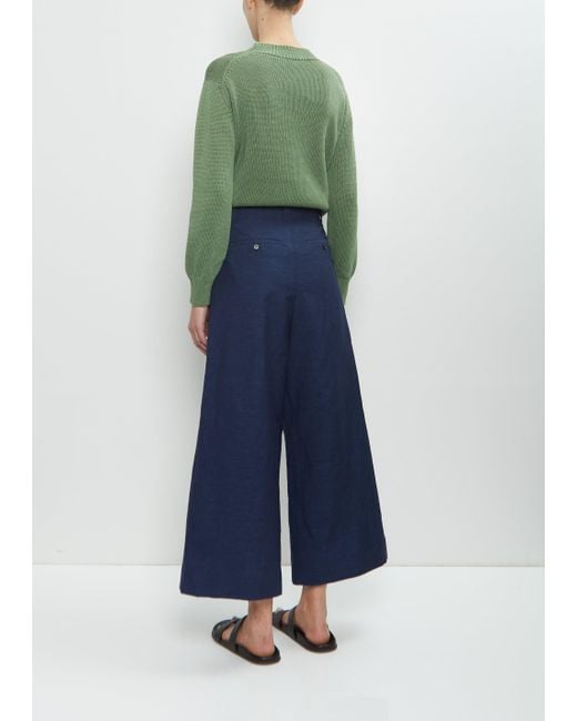Margaret Howell Blue Wool Linen Flat Front Culotte