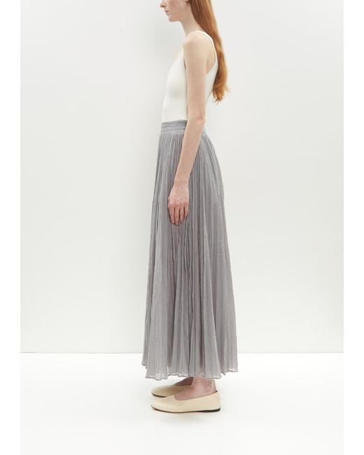 Totême  Gray Organic Cotton Crinkled Plissé Skirt