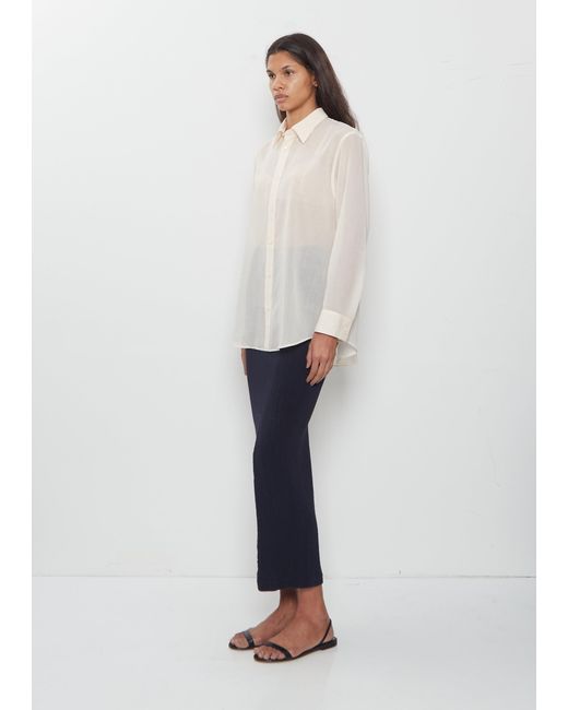 Issey Miyake White Sheer Wool Classic Collar Shirt