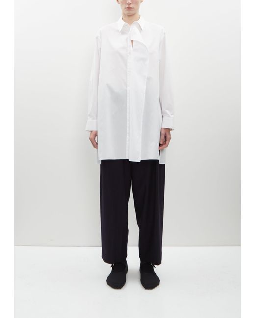 Y's Yohji Yamamoto White Long Draped Panel Shirt