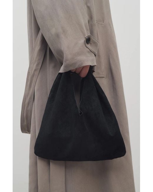 The Row Black Small Suede Bindle