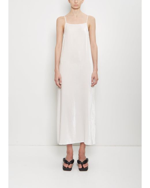 Comoli White Silk Velour Slip Dress
