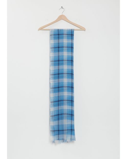 Denis Colomb Blue Amara Plaid Cashmere Silk Shawl