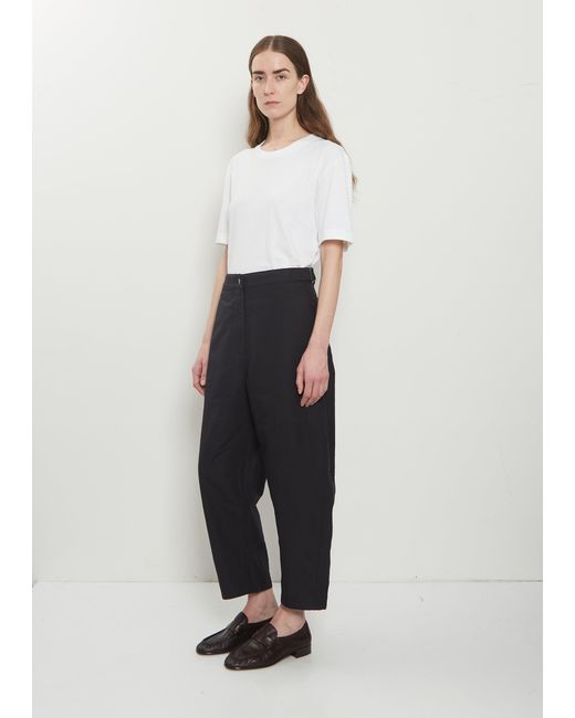 MHL by Margaret Howell White Barrel Leg Cotton Linen Trousers
