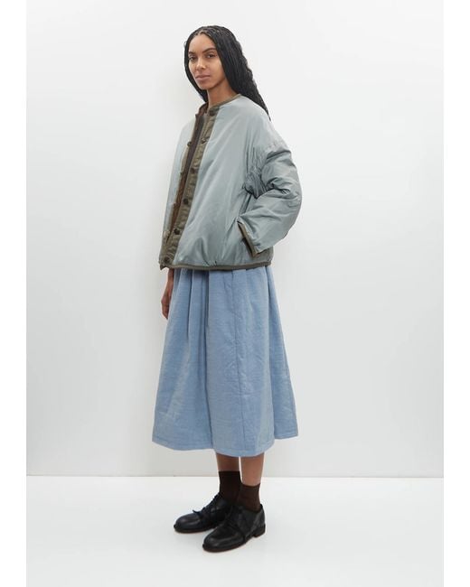 Visvim Blue Wool Linen Reversible Jacquard Blanket Liner Jacket