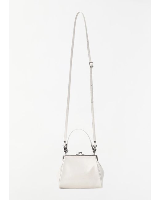 Y's Yohji Yamamoto White Leather Metal Clasp Shoulder Bag