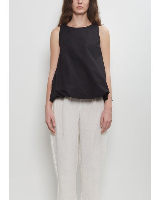 Apuntob Black Popeline Gather Waist Tank Top