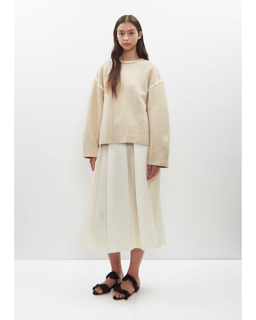 Totême  Natural Wool Cashmere Embroidered Sweater