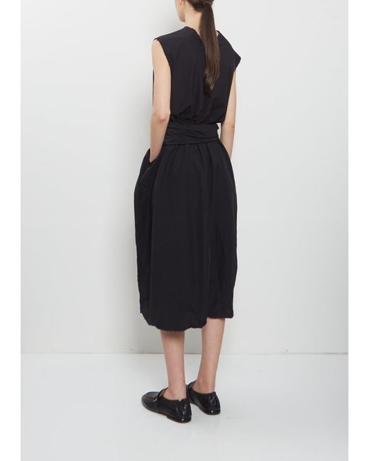 Scha Black Sleeve Scarf Paper Cotton Sleeveless Dress