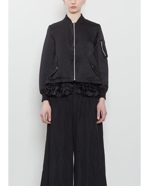 Comme des Garçons Black Ruched Trim Satin Jacket