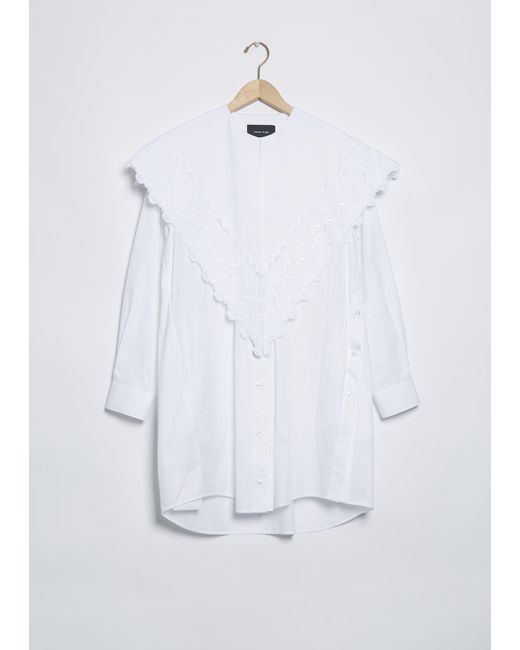 Simone Rocha White Long Pointed Collar Shirt Dress