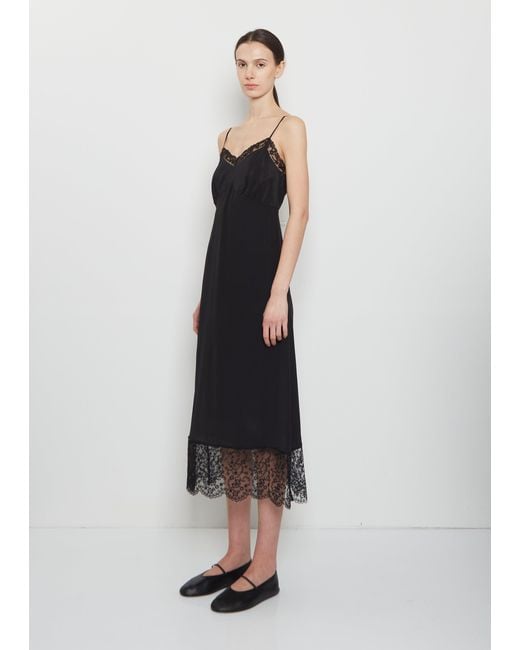 Simone Rocha Black Silk Blend Lace Trim Slip Dress