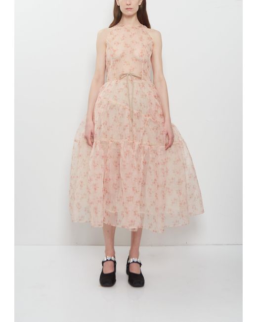 Simone Rocha Natural Tapered Back Hoop Flounce Dress