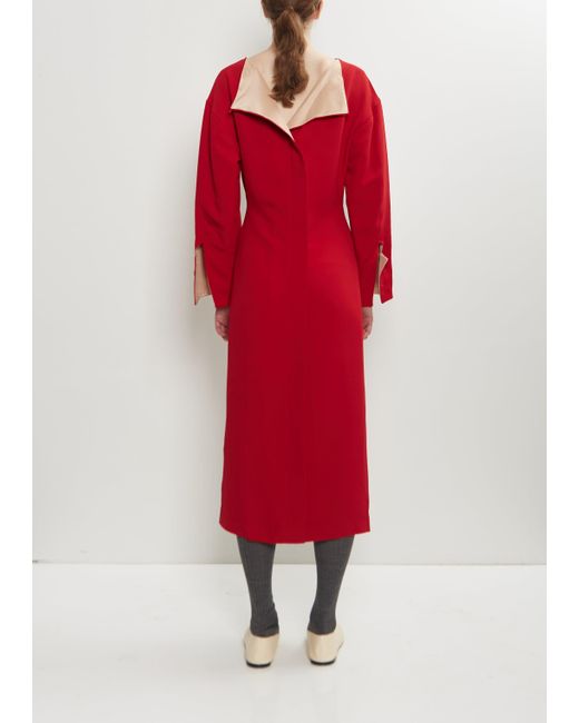Carven Women's Red Crepe Cady Fitted Dress