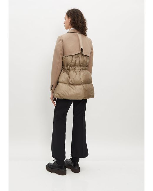 【SACAI】Wool Melton x Padded Coat Sacai Wool Melton X Puffer | Saks Fifth Avenue