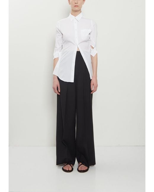 Junya Watanabe White Technical Wool Pleated Pant