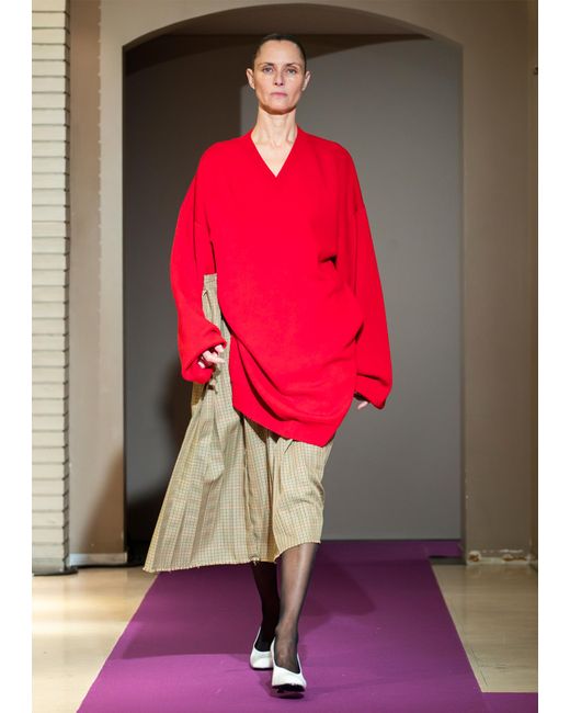 Marie Adam-Leenaerdt Red Wool Sweater Dress