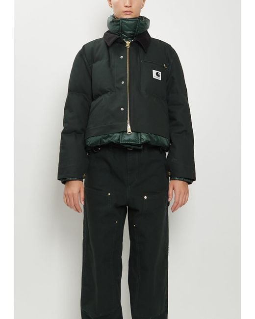 SACAI X CARHARTT WIP Cotton Canvas Cropped Duck Puffer Jacket in